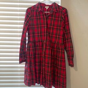J. Crew Red Plaid Holiday Size 8 Dress